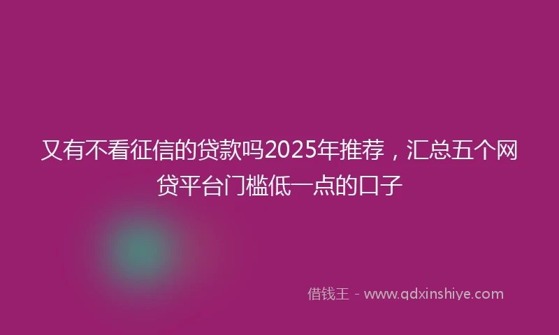 又有不看征信的贷款吗2025年推荐,汇总五个网贷平台门槛低一点的口子