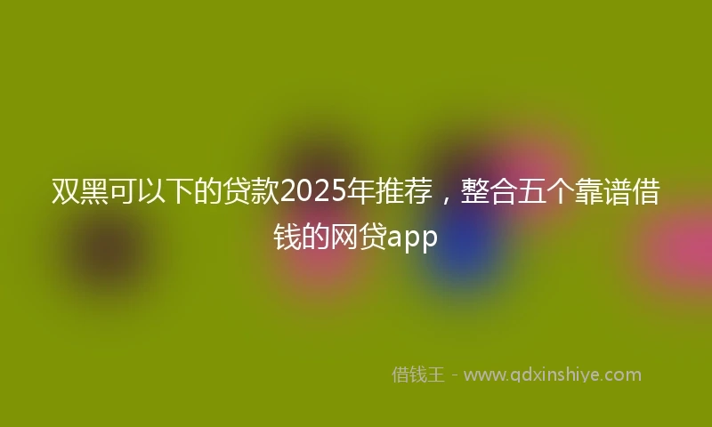 双黑可以下的贷款2025年推荐，整合五个靠谱借钱的网贷app