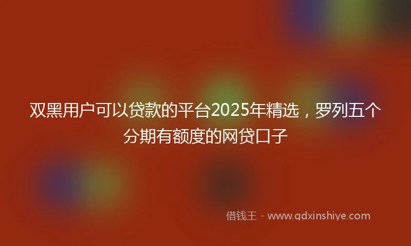 双黑用户可以贷款的平台2025年精选，罗列五个分期有额度的网贷口子