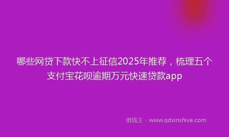 哪些网贷下款快不上征信2025年推荐，梳理五个支付宝花呗逾期万元快速贷款app