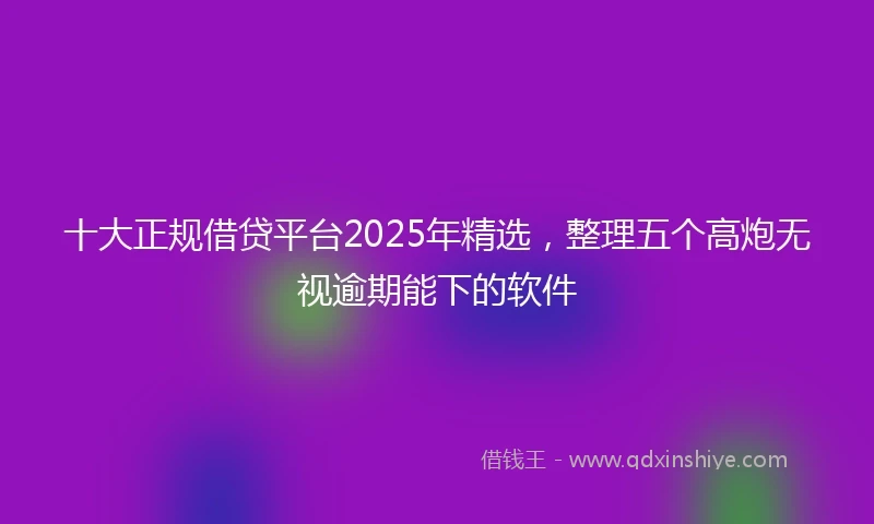 十大正规借贷平台2025年精选，整理五个高炮无视逾期能下的软件