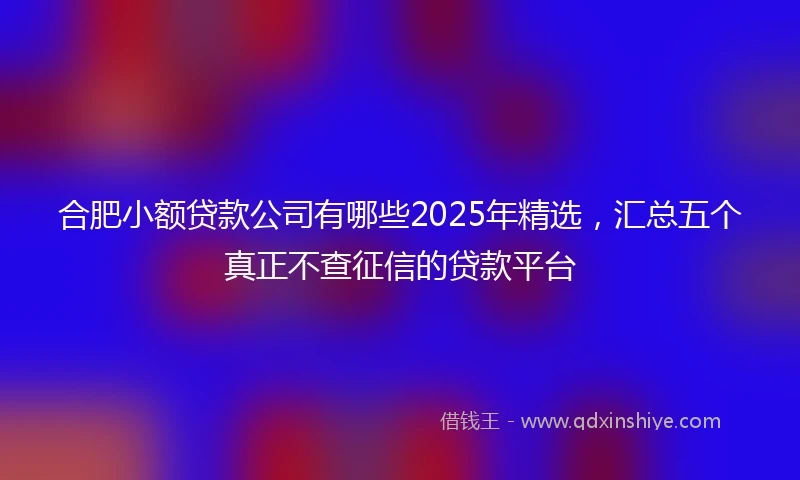 合肥小额贷款公司有哪些2025年精选，汇总五个真正不查征信的贷款平台