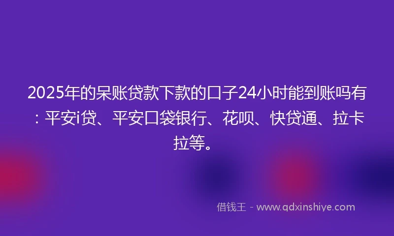 2025年的呆账贷款下款的口子24小时能到账吗有：平安i贷、平安口袋银行、花呗、快贷通、拉卡拉等。