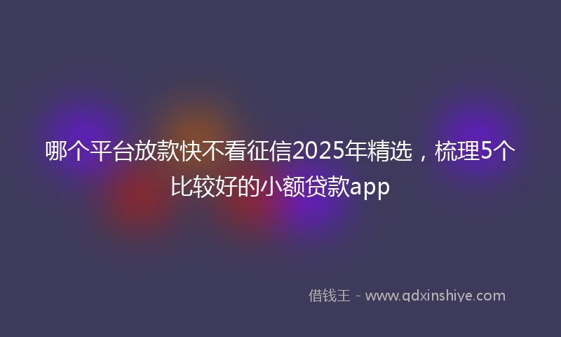 哪个平台放款快不看征信2025年精选，梳理5个比较好的小额贷款app
