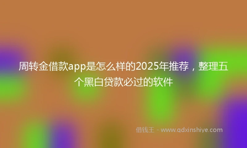 周转金借款app是怎么样的2025年推荐，整理五个黑白贷款必过的软件