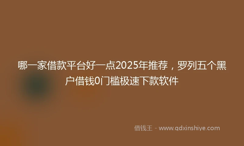 哪一家借款平台好一点2025年推荐，罗列五个黑户借钱0门槛极速下款软件