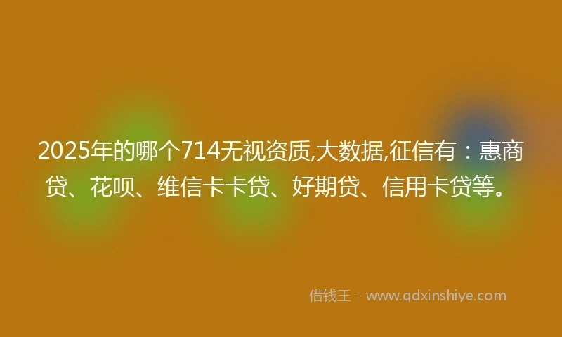 2025年的哪个714无视资质,大数据,征信有：惠商贷、花呗、维信卡卡贷、好期贷、信用卡贷等。