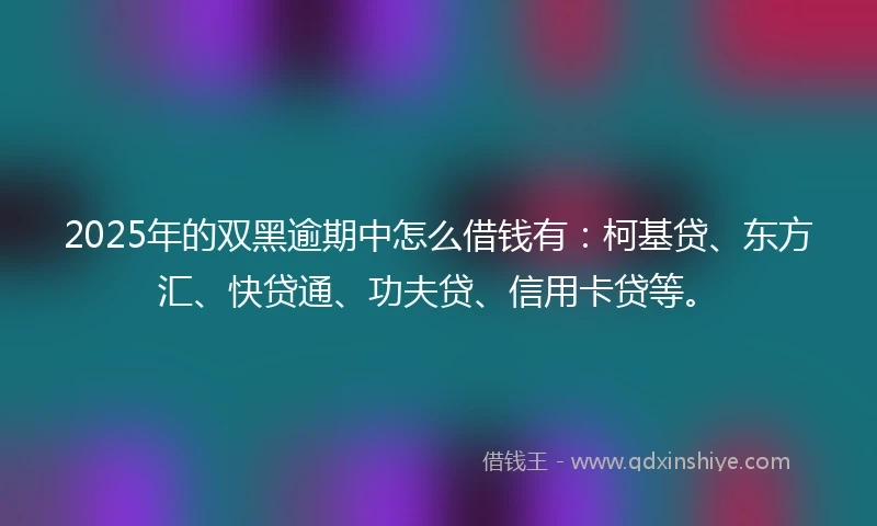 2025年的双黑逾期中怎么借钱有：柯基贷、东方汇、快贷通、功夫贷、信用卡贷等。