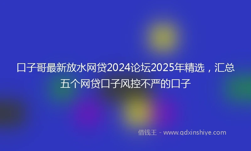 口子哥最新放水网贷2024论坛2025年精选，汇总五个网贷口子风控不严的口子