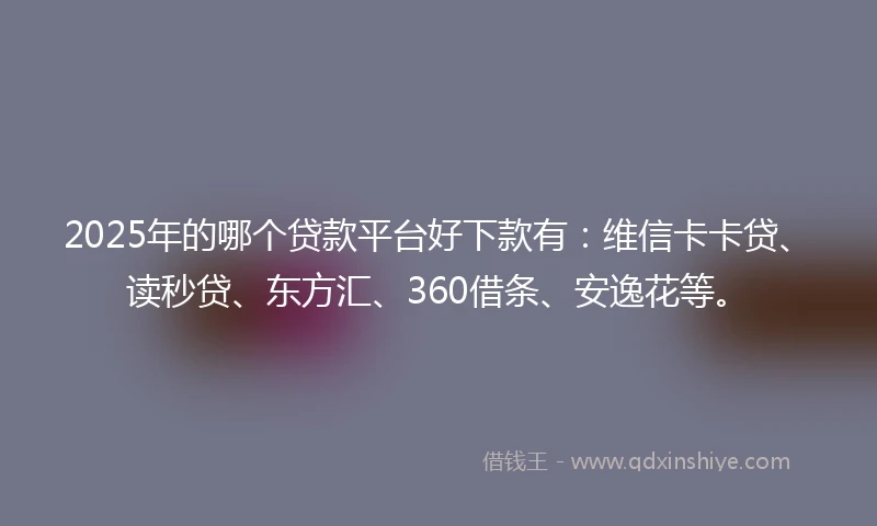 2025年的哪个贷款平台好下款有：维信卡卡贷、读秒贷、东方汇、360借条、安逸花等。