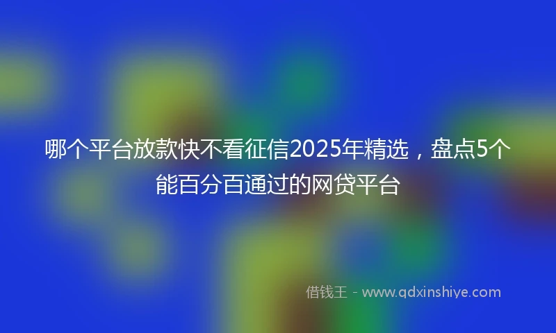哪个平台放款快不看征信2025年精选,盘点5个能百分百通过的网贷平台