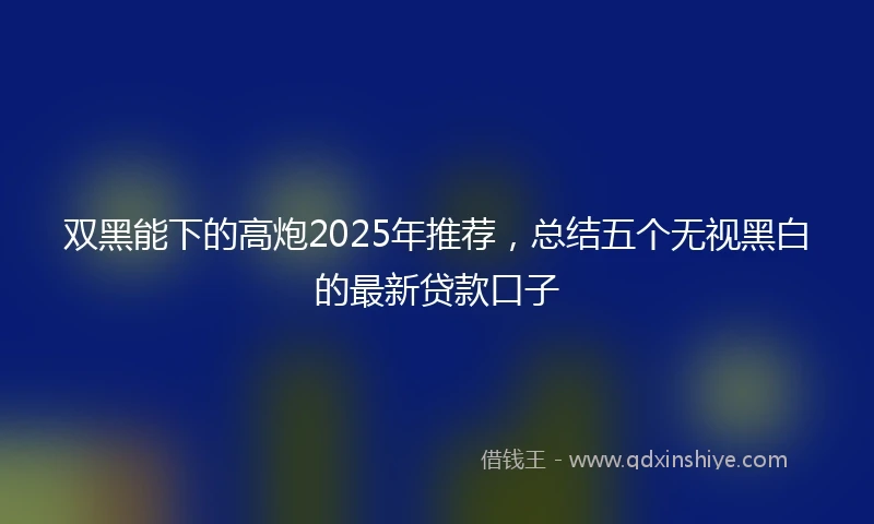 双黑能下的高炮2025年推荐，总结五个无视黑白的最新贷款口子
