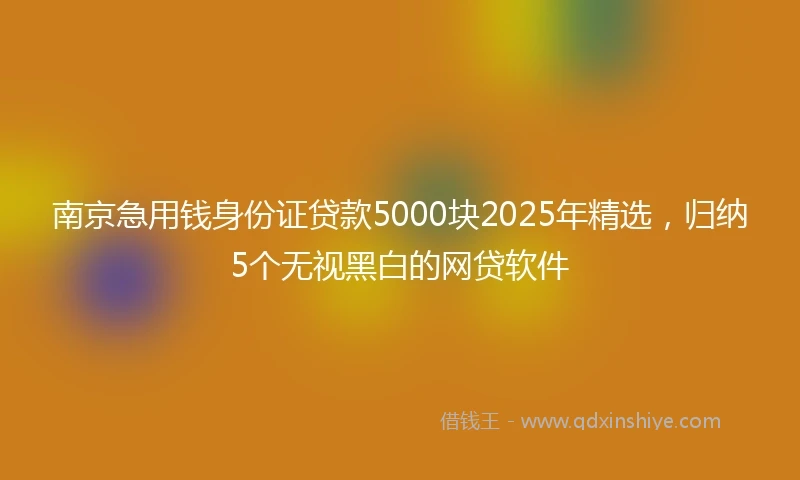 南京急用钱身份证贷款5000块2025年精选，归纳5个无视黑白的网贷软件