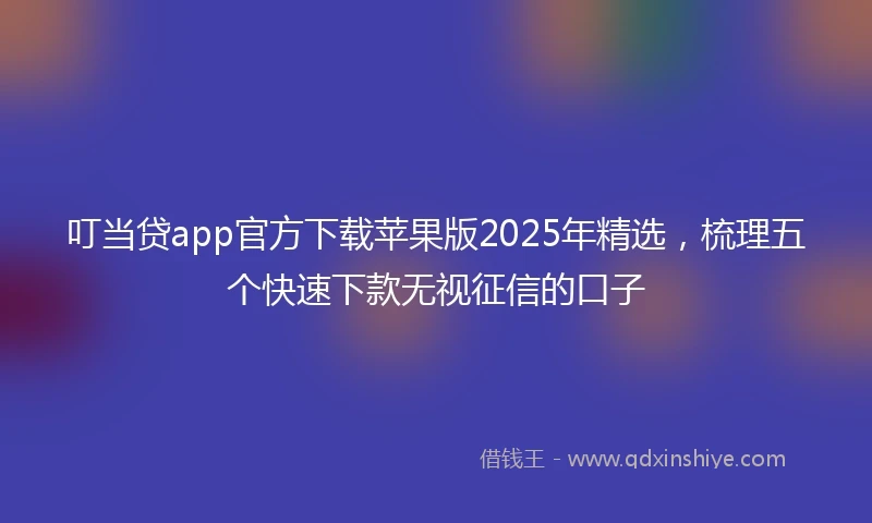 叮当贷app官方下载苹果版2025年精选,梳理五个快速下款无视征信的口子