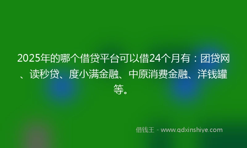 2025年的哪个借贷平台可以借24个月有:团贷网、读秒贷、度小满金融、中原消费金融、洋钱罐等。