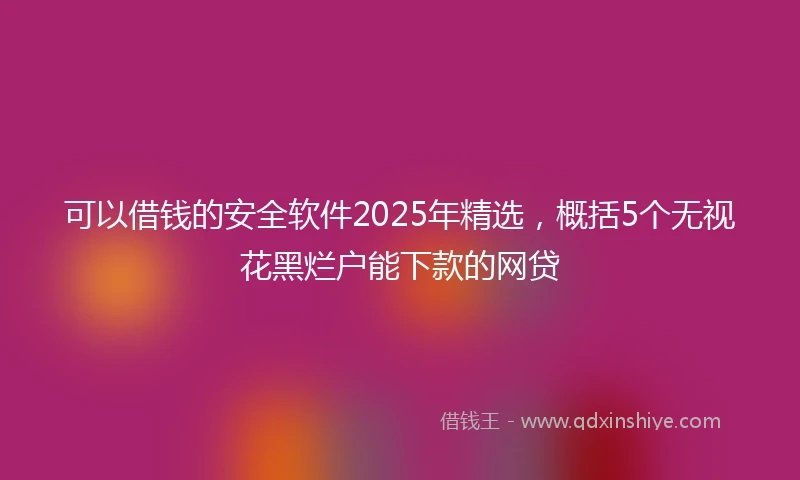 可以借钱的安全软件2025年精选，概括5个无视花黑烂户能下款的网贷