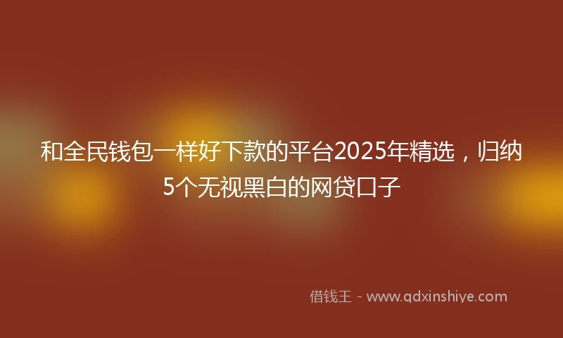 和全民钱包一样好下款的平台2025年精选，归纳5个无视黑白的网贷口子