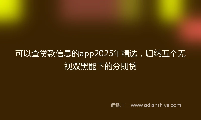 可以查贷款信息的app2025年精选，归纳五个无视双黑能下的分期贷