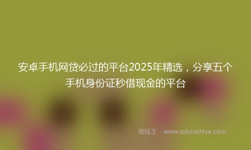 安卓手机网贷必过的平台2025年精选，分享五个手机身份证秒借现金的平台