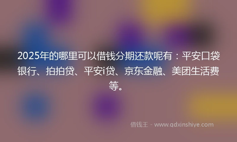2025年的哪里可以借钱分期还款呢有：平安口袋银行、拍拍贷、平安i贷、京东金融、美团生活费等。