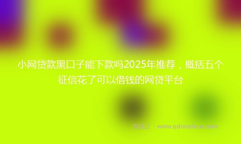 小网贷款黑口子能下款吗2025年推荐，概括五个征信花了可以借钱的网贷平台