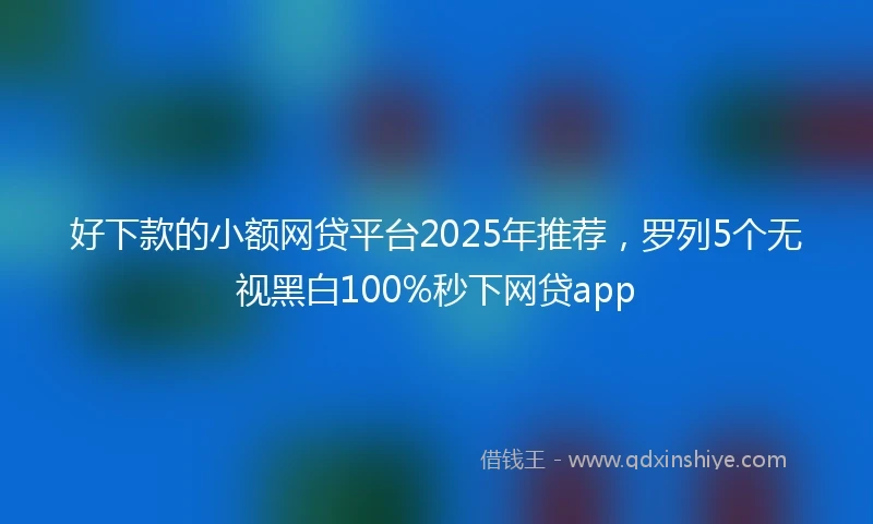 好下款的小额网贷平台2025年推荐，罗列5个无视黑白100%秒下网贷app