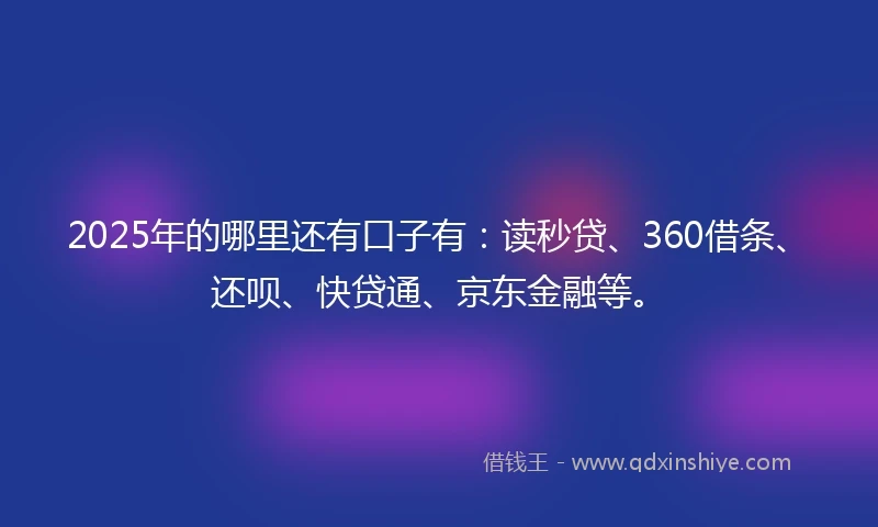 2025年的哪里还有口子有：读秒贷、360借条、还呗、快贷通、京东金融等。