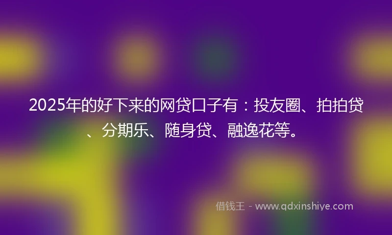 2025年的好下来的网贷口子有：投友圈、拍拍贷、分期乐、随身贷、融逸花等。