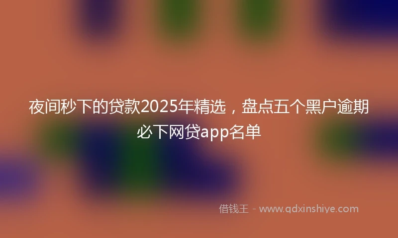 夜间秒下的贷款2025年精选，盘点五个黑户逾期必下网贷app名单