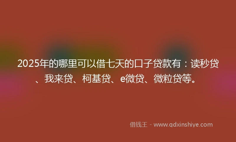 2025年的哪里可以借七天的口子贷款有：读秒贷、我来贷、柯基贷、e微贷、微粒贷等。