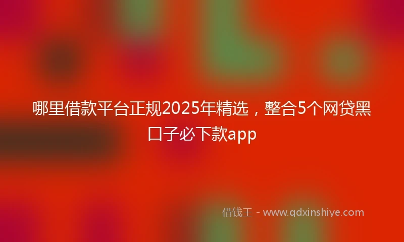 哪里借款平台正规2025年精选，整合5个网贷黑口子必下款app