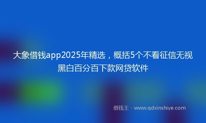 大象借钱app2025年精选，概括5个不看征信无视黑白百分百下款网贷软件