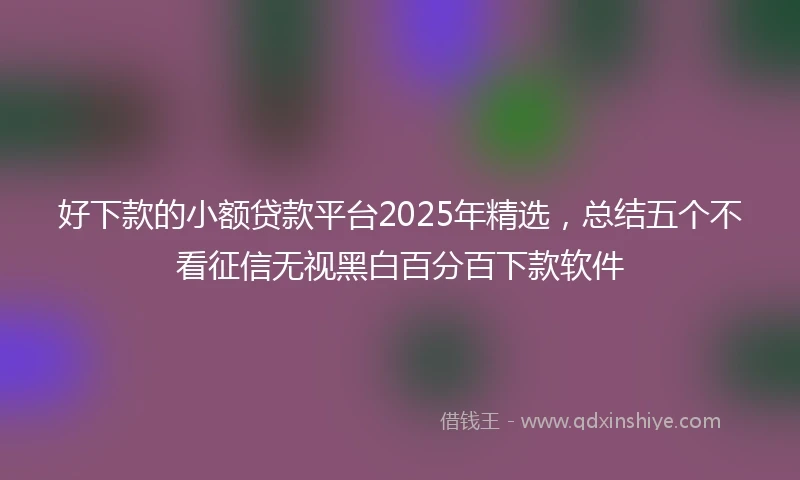 好下款的小额贷款平台2025年精选，总结五个不看征信无视黑白百分百下款软件