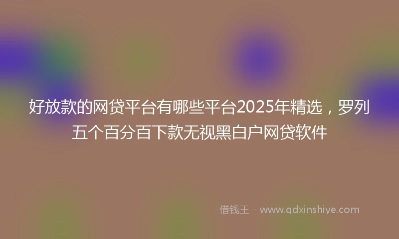 好放款的网贷平台有哪些平台2025年精选，罗列五个百分百下款无视黑白户网贷软件