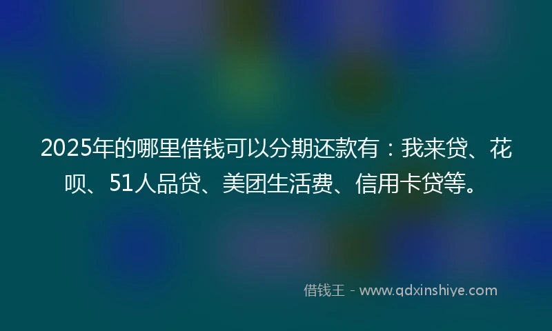 2025年的哪里借钱可以分期还款有：我来贷、花呗、51人品贷、美团生活费、信用卡贷等。