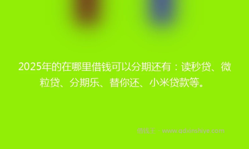 2025年的在哪里借钱可以分期还有：读秒贷、微粒贷、分期乐、替你还、小米贷款等。