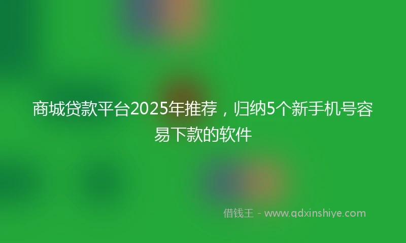 商城贷款平台2025年推荐，归纳5个新手机号容易下款的软件