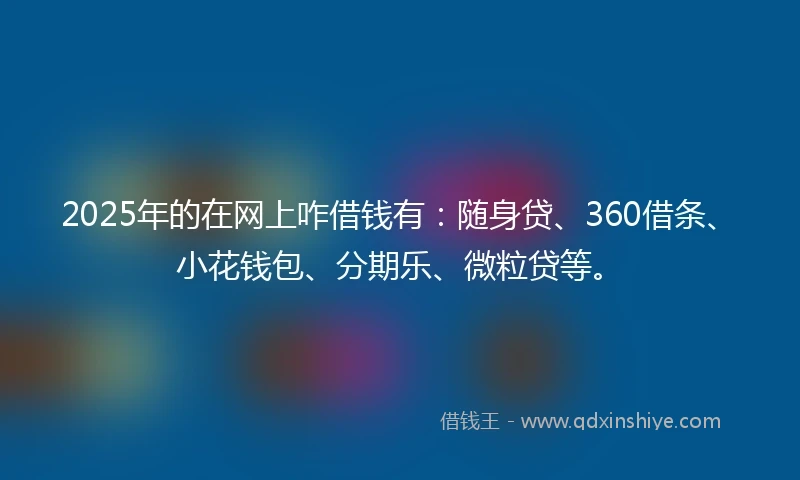 2025年的在网上咋借钱有：随身贷、360借条、小花钱包、分期乐、微粒贷等。