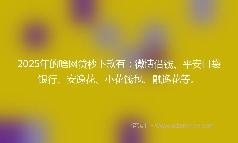 2025年的啥网贷秒下款有：微博借钱、平安口袋银行、安逸花、小花钱包、融逸花等。