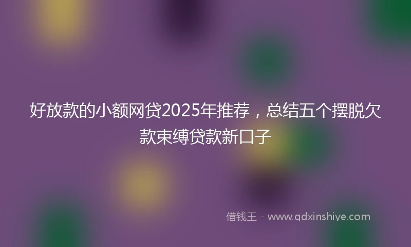 好放款的小额网贷2025年推荐，总结五个摆脱欠款束缚贷款新口子