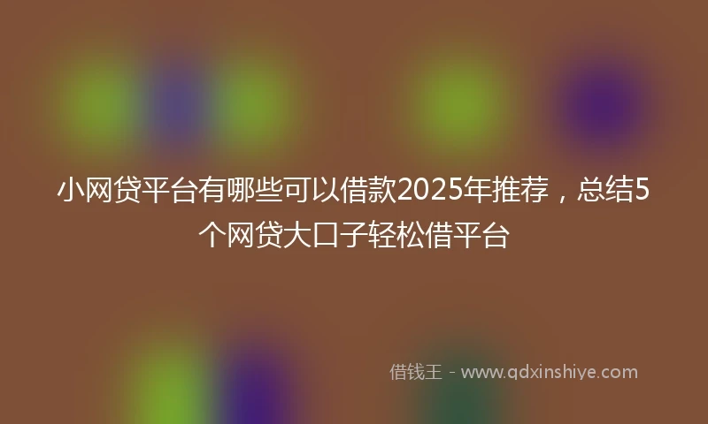 小网贷平台有哪些可以借款2025年推荐，总结5个网贷大口子轻松借平台