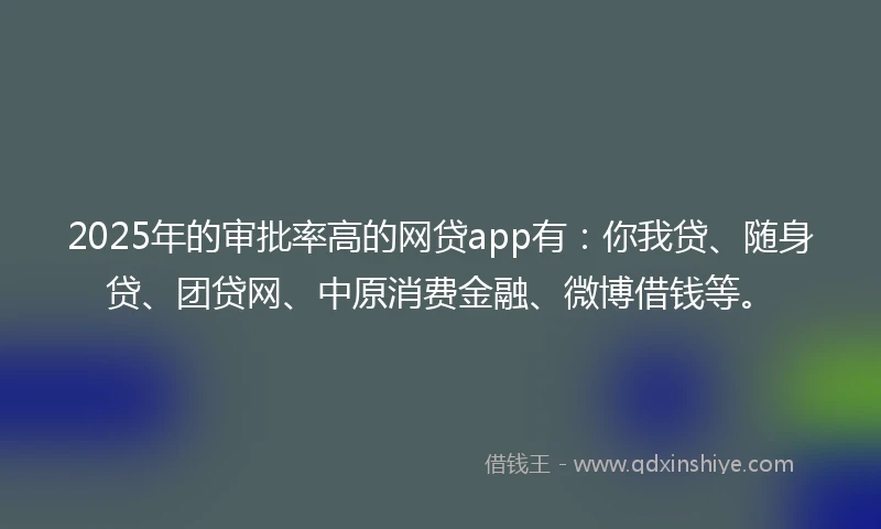 2025年的审批率高的网贷app有：你我贷、随身贷、团贷网、中原消费金融、微博借钱等。