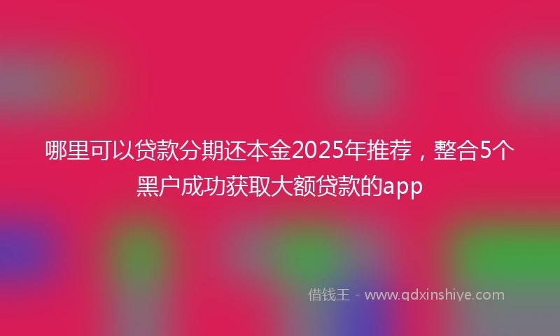 哪里可以贷款分期还本金2025年推荐，整合5个黑户成功获取大额贷款的app