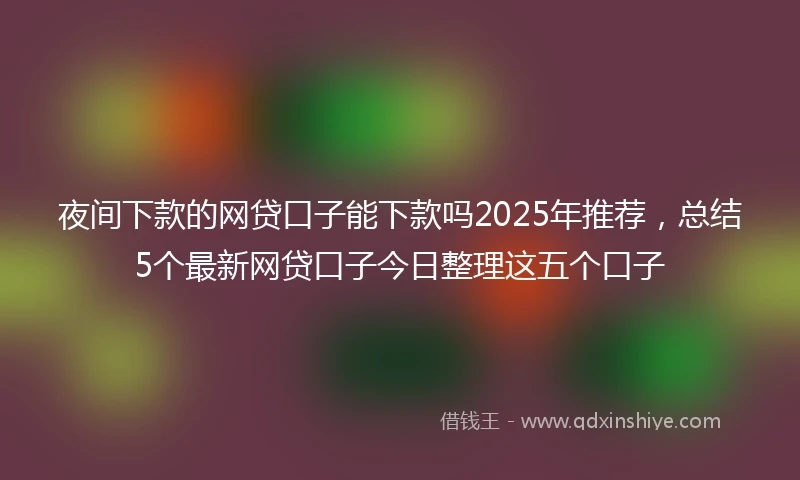 夜间下款的网贷口子能下款吗2025年推荐，总结5个最新网贷口子今日整理这五个口子
