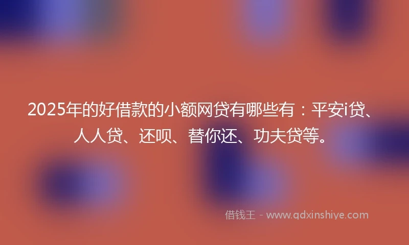 2025年的好借款的小额网贷有哪些有：平安i贷、人人贷、还呗、替你还、功夫贷等。