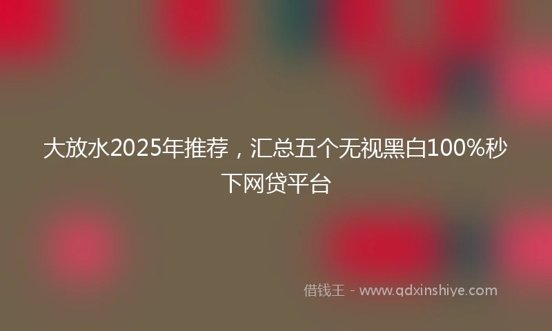 大放水2025年推荐，汇总五个无视黑白100%秒下网贷平台