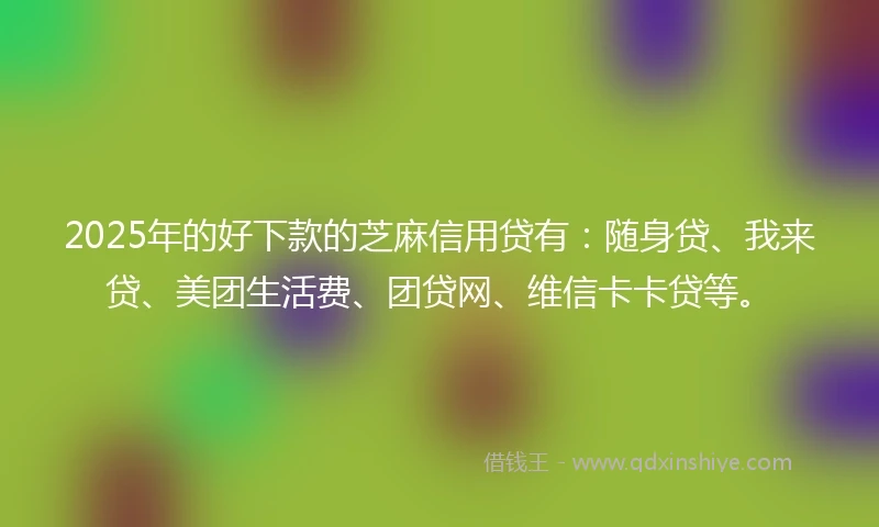 2025年的好下款的芝麻信用贷有：随身贷、我来贷、美团生活费、团贷网、维信卡卡贷等。