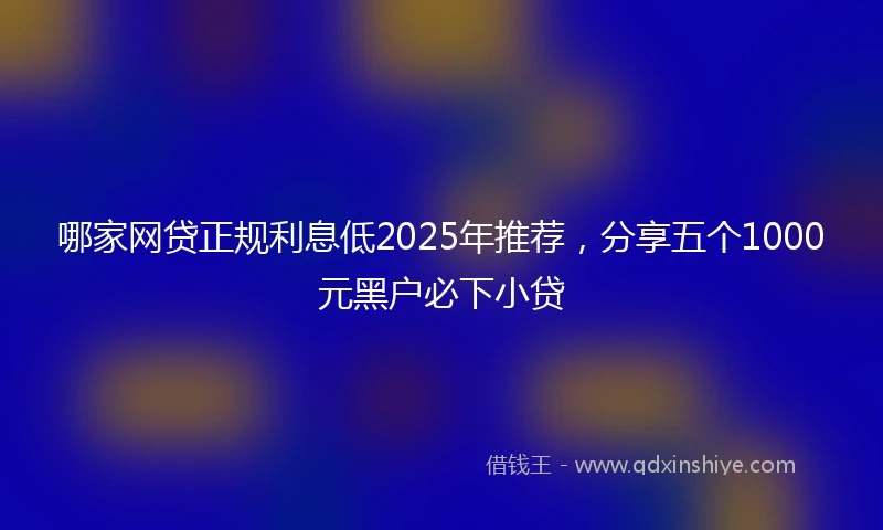 哪家网贷正规利息低2025年推荐，分享五个1000元黑户必下小贷