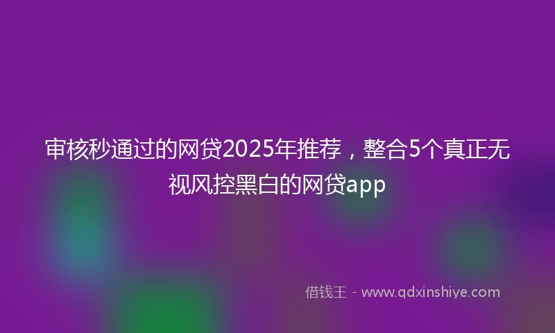 审核秒通过的网贷2025年推荐，整合5个真正无视风控黑白的网贷app