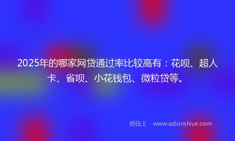 2025年的哪家网贷通过率比较高有：花呗、超人卡、省呗、小花钱包、微粒贷等。